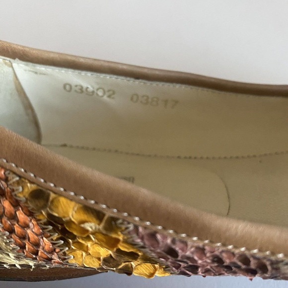 Prada Ballet Flat Leather Snake Python Patchwork Bow Brown Beige Orange … - Picture 3 of 12